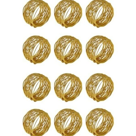 55 Gold Brass Round Mesh Napkin Rings - Picture 3 of 5